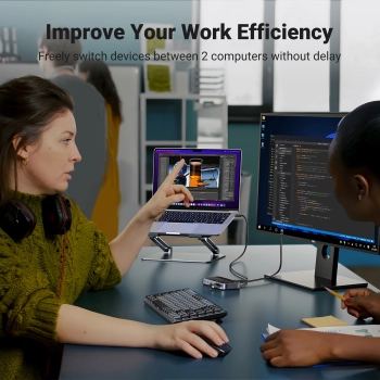  Przełącznik switch 2-in-4 na 2 komputery USB 3.0 + 2x kabel USB-A czarny - zdj. dodatkowe 7