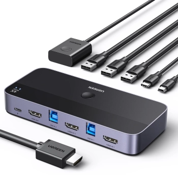  2w1 Przełącznik switch HDMI / USB-A / USB-B / USB-C / microUSB czarny - zdj. dodatkowe 1