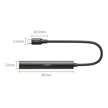  Wzmacniacz słuchawkowy audio przejściówka adapter USB-C do mini jack 3.5mm czarny - zdj. dodatkowe 2