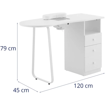  Biurko kosmetyczne do manicure z pochłaniaczem pyłu 120 x 45 cm - białe - zdj. dodatkowe 5