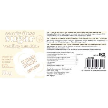  Cukier do automatu do waty cukrowej granulacja 0.8-1.2mm smak naturalny BIAŁY 5kg - zdj. dodatkowe 2