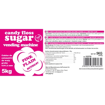  Cukier do automatu do waty cukrowej granulacja 0.8-1.2mm smak naturalny CZERWONY 5kg - zdj. dodatkowe 2
