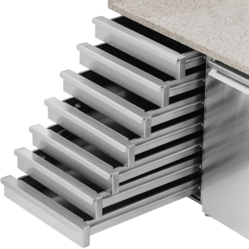  Stół chłodniczy do pizzy 2 komory 7 szuflad na kółkach 390 l 202 x 80 x 100 cm - zdj. dodatkowe 3