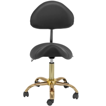  Krzesło kosmetyczne siodłowe z oparciem regulowane MANNHEIM czarno-złote - zdj. dodatkowe 6