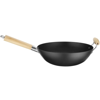  Wok ze stali węglowej z drewnianymi uchwytami śr. 324 mm - zdj. dodatkowe 2