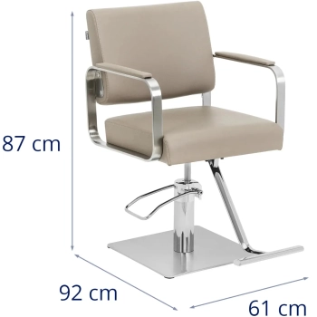  Fotel fryzjerski barberski kosmetyczny z podnóżkiem Physa OTLEY - beżowo srebrny - zdj. dodatkowe 6
