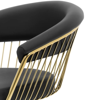  Fotel fryzjerski barberski z podnóżkiem LYME - czarno złoty - zdj. dodatkowe 3