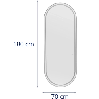  Konsola konsoleta fryzjerska lustro z oświetleniem LED owalne 180 x 70 cm - srebrne - zdj. dodatkowe 4