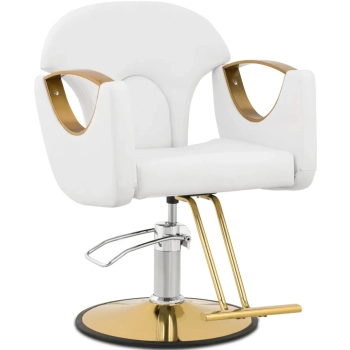 Fotel fryzjerski barberski z podnóżkiem BARTON - biały