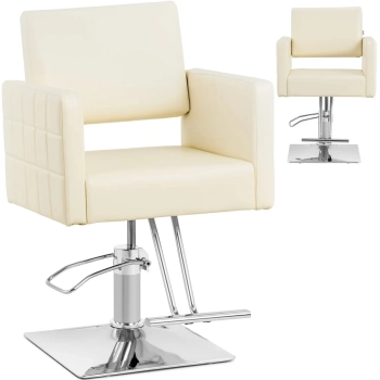 Fotel fryzjerski barberski kosmetyczny z podnóżkiem Physa RIBBLETON - kremowy