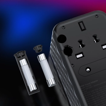  Adapter ładowarka podróżna EU / US / AUS / UK 2x USB-C 2x USB-A 100W - czarny - zdj. dodatkowe 8