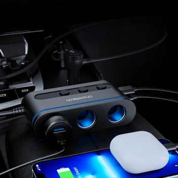  Ładowarka samochodowa + 3x gniazdo zapalniczki 2x USB-C PD 1x USB-A QC - czarna - zdj. dodatkowe 3