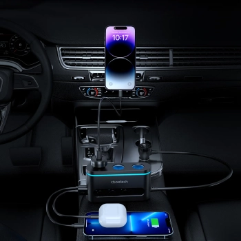  Ładowarka samochodowa + 3x gniazdo zapalniczki 2x USB-C PD 1x USB-A QC - czarna - zdj. dodatkowe 6