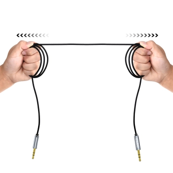  Kabel przewód audio AUX do głośnika 2x mini jack 3.5mm męski 1.2m - czarny - zdj. dodatkowe 2