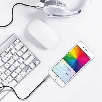  Kabel przewód audio AUX do głośnika 2x mini jack 3.5mm męski 1.2m - czarny - zdj. dodatkowe 4