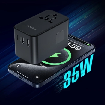  Adapter ładowarka podróżna 35W EU / US / AUS / UK z wbudowanym kablem USB-C - czarny - zdj. dodatkowe 3