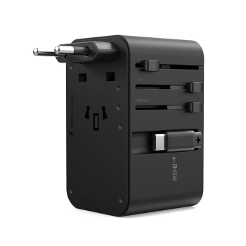  Adapter ładowarka podróżna 45W EU / US / AUS / UK z wbudowanym kablem USB-C - czarny - zdj. dodatkowe 1