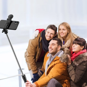  Selfie stick teleskopowy z pilotem + lampka LED stojak tripod na telefon 0.71m - czarny - zdj. dodatkowe 10