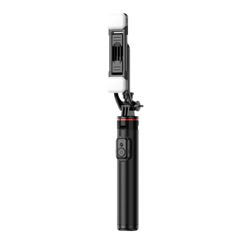  Selfie stick teleskopowy z pilotem + 2x lampka LED stojak tripod na telefon 1.3m aluminium - czarny - zdj. dodatkowe 9