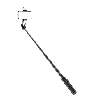  Selfie stick teleskopowy z pilotem + 2x lampka LED stojak tripod na telefon 1.3m aluminium - czarny - zdj. dodatkowe 2