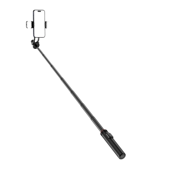  Selfie stick teleskopowy z pilotem + 2x lampka LED stojak tripod na telefon 1.3m aluminium - czarny - zdj. dodatkowe 3