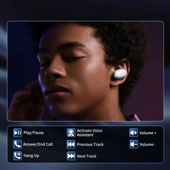  Słuchawki dokanałowe MEMS bezprzewodowe TWS Bluetooth 5.3 - białe - zdj. dodatkowe 7