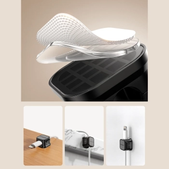  Organizer uchwyt do kabli przewodów magnetyczny samoprzylepny ZESTAW 6szt. - czarny - zdj. dodatkowe 9