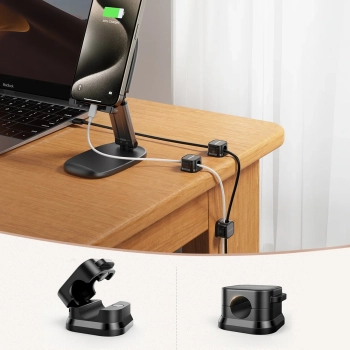  Organizer uchwyt do kabli przewodów magnetyczny samoprzylepny ZESTAW 6szt. - czarny - zdj. dodatkowe 7