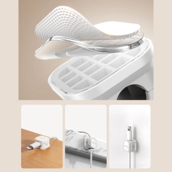  Organizer uchwyt do kabli przewodów magnetyczny samoprzylepny ZESTAW 6szt. - biały - zdj. dodatkowe 10