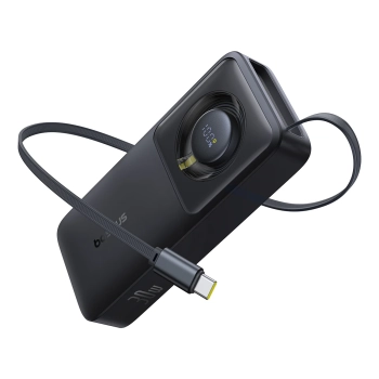 Powerbank 10000mAh 30W z portem USB-C i rozwijanym kablem USB-C Free2Pull - czarny