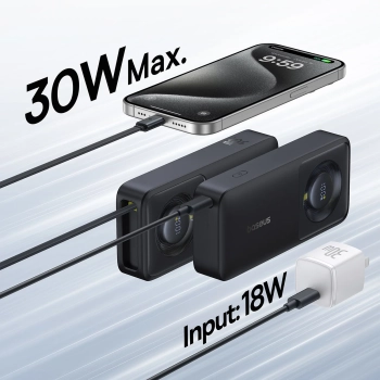  Powerbank 10000mAh 30W z portem USB-C i rozwijanym kablem USB-C Free2Pull - czarny - zdj. dodatkowe 6