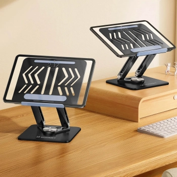  ZESTAW Podstawka pod laptopa aluminiowa 360 + podstawka do smartfona - czarna - zdj. dodatkowe 6