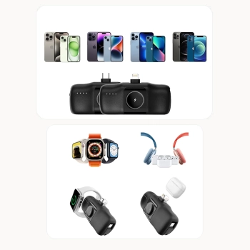  Mini powerbank 5000mAh 15W USB-C i ładowarką do Apple Watch - czarny - zdj. dodatkowe 10