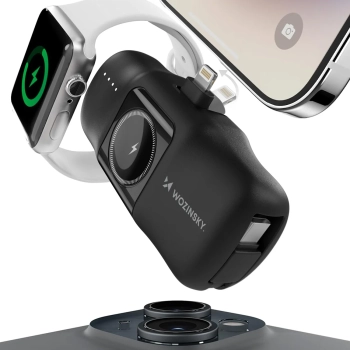  Mini powerbank 5000mAh 15W iPhone Lightning i ładowarką do Apple Watch - czarny - zdj. dodatkowe 3