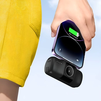  Mini powerbank 5000mAh 15W iPhone Lightning i ładowarką do Apple Watch - czarny - zdj. dodatkowe 8