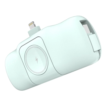  Mini powerbank 5000mAh 15W iPhone Lightning i ładowarką do Apple Watch - zielony - zdj. dodatkowe 1