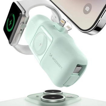 Mini powerbank 5000mAh 15W iPhone Lightning i ładowarką do Apple Watch - zielony - zdj. dodatkowe 2