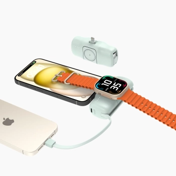  Mini powerbank 5000mAh 15W iPhone Lightning i ładowarką do Apple Watch - zielony - zdj. dodatkowe 8