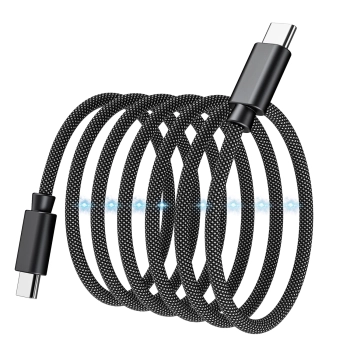  Kabel przewód USB-C 100W PD z organizerem magnetycznym 1.2m - czarny - zdj. dodatkowe 2