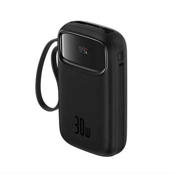  Power bank 10000mAh QPow 2 30W z wbudowanymi kablami USB-C - czarny - zdj. dodatkowe 5