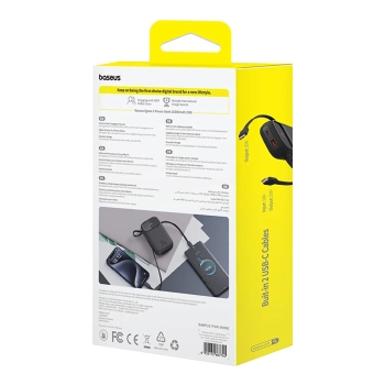  Power bank 10000mAh QPow 2 30W z wbudowanymi kablami USB-C - czarny - zdj. dodatkowe 7