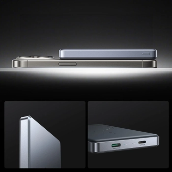  Powerbank Pro 10000mAh ultracienki magnetyczny PD 20W USB-C Lightning - szary - zdj. dodatkowe 10