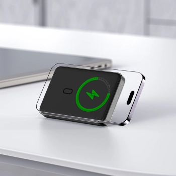  Powerbank 10000mAh indukcyjny magnetyczny z opcją podstawki PD 20W + kabel - czarny - zdj. dodatkowe 4