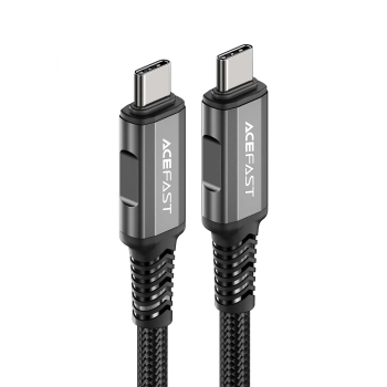  Kabel przewód USB-C USB4 PD3.1 5A do transmisji danych i Video 4K 1m - szaro-czarny - zdj. dodatkowe 2