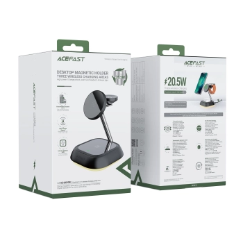  3w1 Stacja ładująca indukcyjna E16 15W do telefonu słuchawek zegarka - czarna - zdj. dodatkowe 4