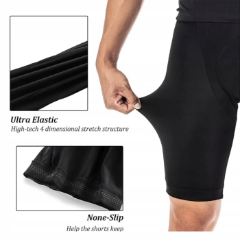  Spodenki rowerowe kolarskie krótkie na szelkach z wkładką XL - czarne - zdj. dodatkowe 2