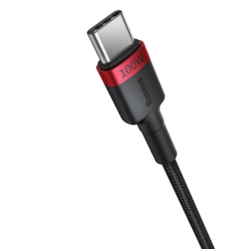  2x Kabel przewód Cafule USB-C - USB-C 100W 2m - czerwono-czarny i czarno-szary - zdj. dodatkowe 2