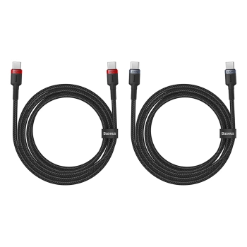  2x Kabel przewód Cafule USB-C - USB-C 100W 1m - czerwono-czarny i czarno-szary - zdj. dodatkowe 4