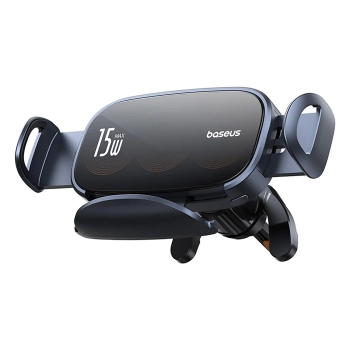 Uchwyt samochodowy na kratkę z ładowarką indukcyjną z potrójną cewką - czarny