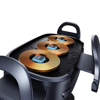  Uchwyt samochodowy na kratkę z ładowarką indukcyjną z potrójną cewką - czarny - zdj. dodatkowe 4